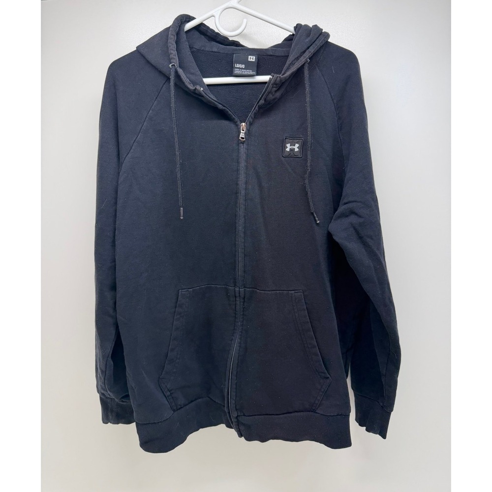 Under Armor Rival Hoodie Men's Large Black Full Zip Fleece Hooded Sweatshirt